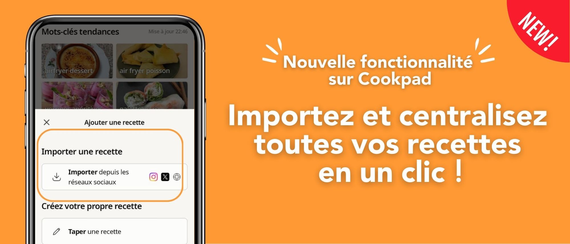 🎉  Découvrez la nouveauté sur Cookpad : Importez vos recettes préférées du web en un seul clic !