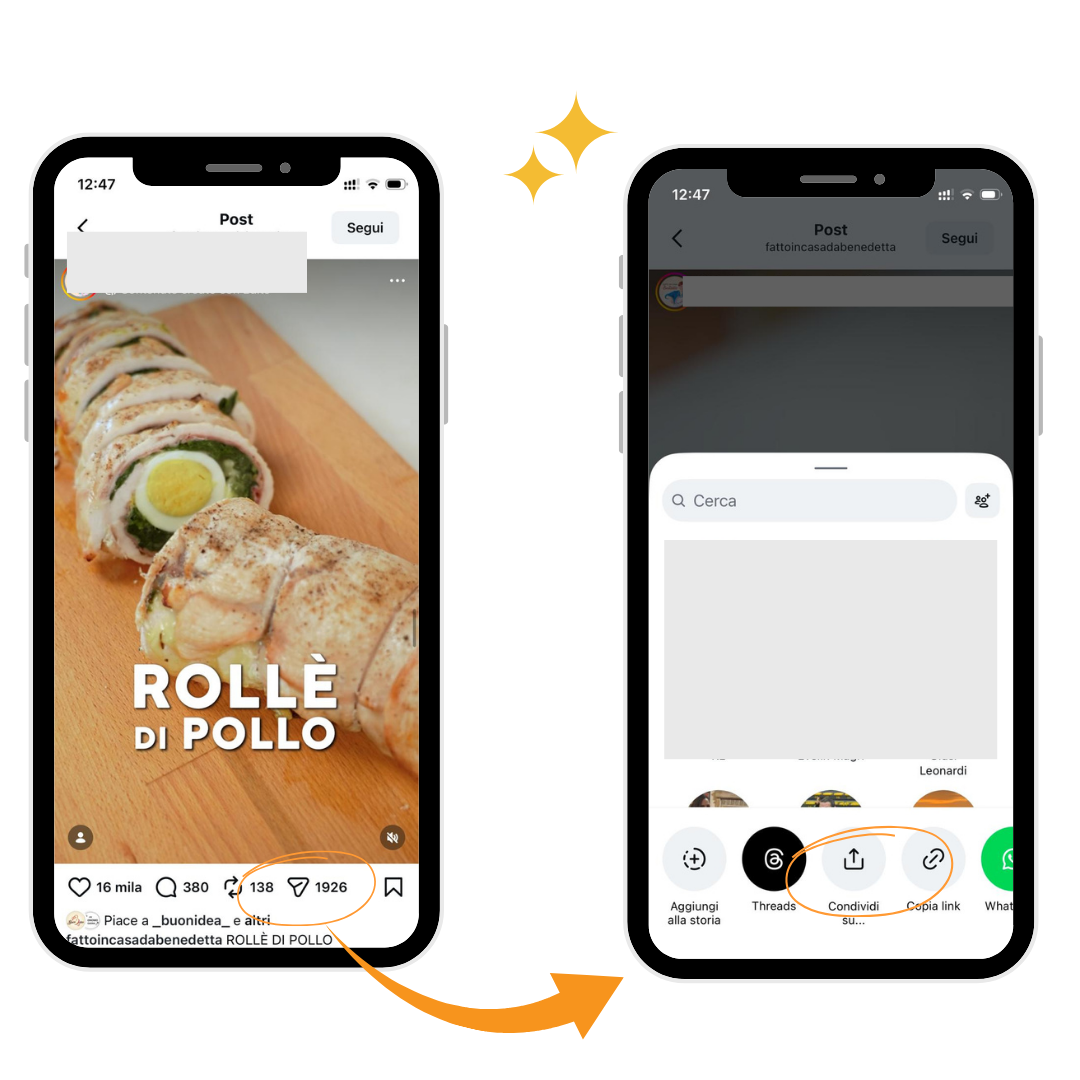 Passo 1: tocca il pulsante Condividi su Instagram per salvare una ricetta su Cookpad