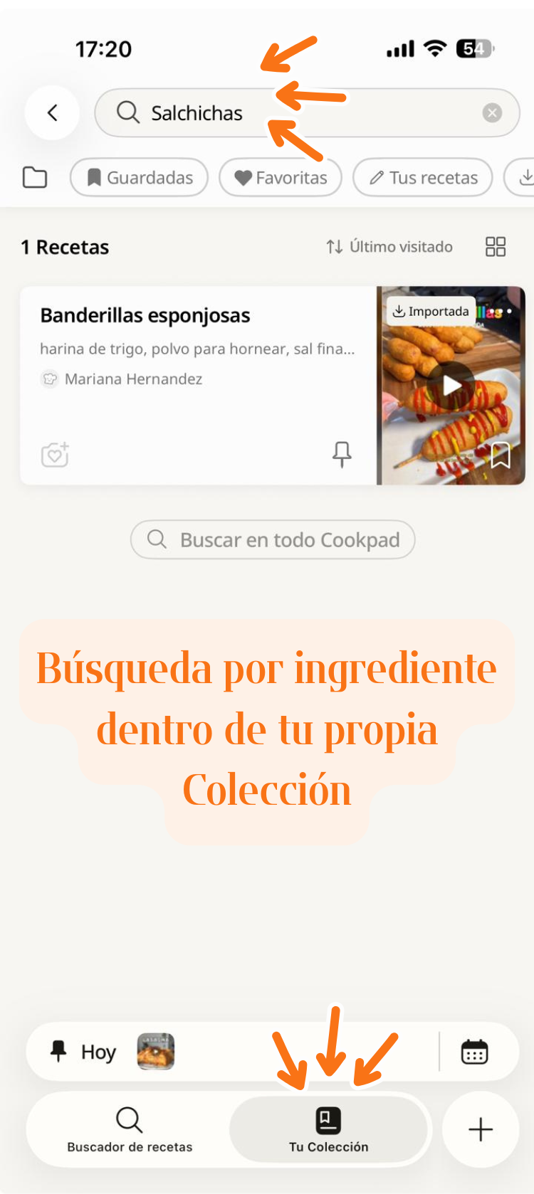 buscar receta por ingrediente en tu colección de recetas