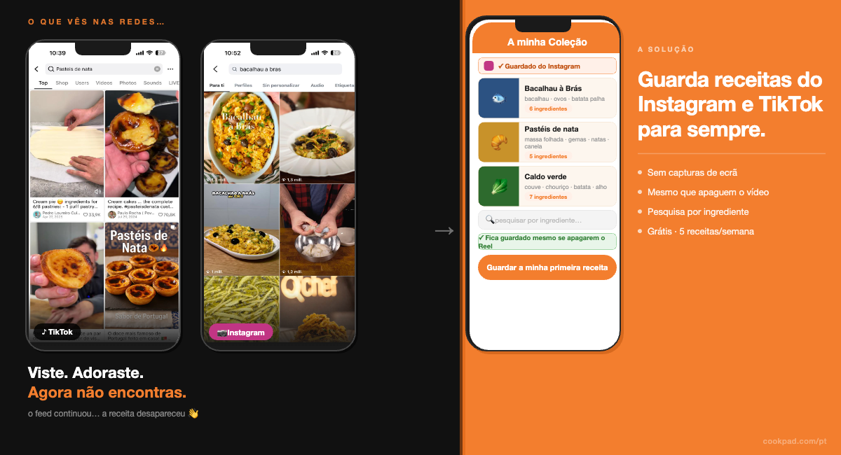 A melhor app para guardar receitas do Instagram e TikTok (sem perder nenhuma)