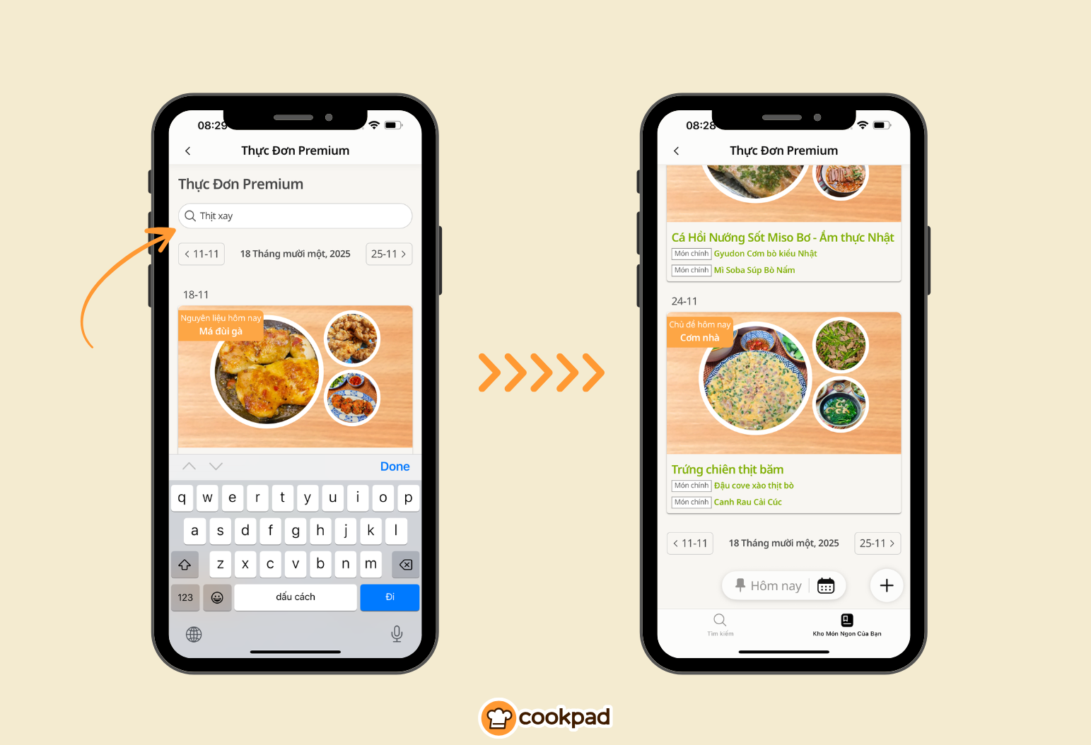 Tìm kiếm công thức với nguyên liệu sẵn có