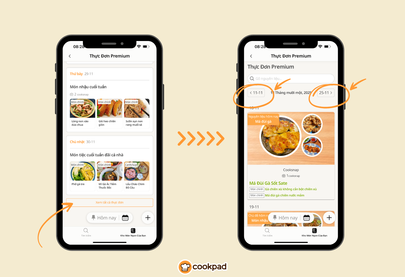 Cách xem Thực đơn Premium